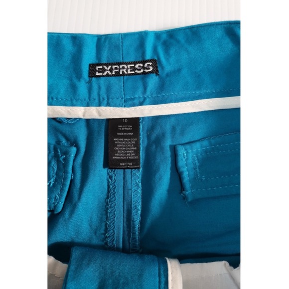 Express Cuffed Shorts Teal Blue Casual Everyday‎ Size 10 - Picture 6 of 6